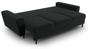 Čierna zamatová rozkladacia/s úložným priestorom pohovka 235 cm Kyoto – Cosmopolitan Design