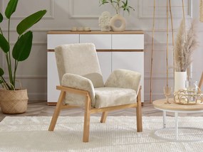 Relaxačné kreslo Laopas (béžová + dub). Akcia -20%. Vlastná spoľahlivá doprava až k Vám domov. 1135856
