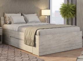 Posteľ so zásuvkami Carlos 140x200, šedý beton