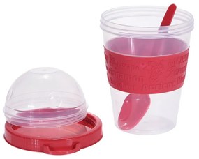 EH Hrnček na jogurt s lyžičkou, 600 ml, plast, mix farieb