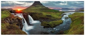 Obraz - Kirkjufell pri západe slnka (120x50 cm)