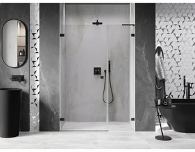 Mexen Lunar-B, L Otočné ľavé sprchové dvere 120 cm, číre sklo, čierny profil, 832SL-120-050-70-00-L