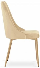 Set 4 stoličiek IMOLA - svetlý béžový zamat / nohy vo farbe dreva