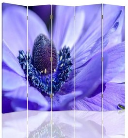 Ozdobný paraván Příroda Květina Fialová - 180x170 cm, päťdielny, klasický paraván