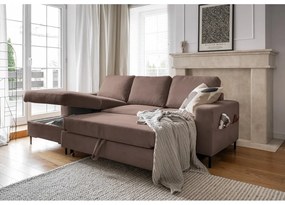 Hnedá menčestrová rozkladacia rohová pohovka (ľavý roh) Lofty Lilly – Miuform