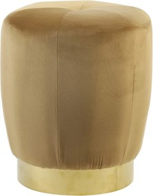 Karamelový zamatový puf/ sedák Scarlett so zlatým pruhom – Ø 41*47cm