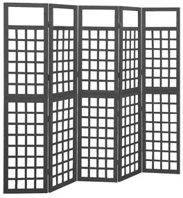 5-panelový paraván/mriežka masívna jedľa čierny 201,5x180 cm