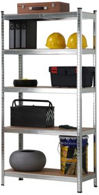 Kovový regál BestBerg BBMS-20 / 70 x 150 x 30 cm / 5 políc / strieborná/hnedá