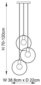 Endon 81922 - Závesné svietidlo HOOP na lanku 3xE27/40W/230V zlatá/medená/matný chróm