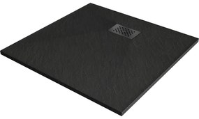 Mexen Hugo, štvorcová sprchová vanička SMC 70 x 70 cm, čierna, čierna krytka, 42707070-B