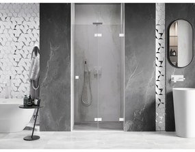 Mexen, Mexen Lunar-F pravé sklápacie sprchové dvere 75 cm, transparentné, biele - 836-075-000-20-00-P