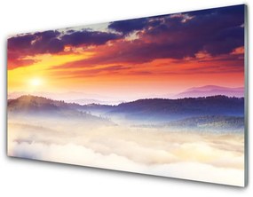 Skleneny obraz Hora slnko krajina 100x50 cm