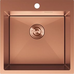 Mexen Solix, 1-komorový nerezový drez 500 x 500 mm, brúsená meď, 6407501000-65