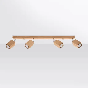 Bodové svietidlo Keke, 4x drevené tienidlo, (možnosť polohovania)