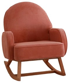 Nadčasové hojdacie kreslo Velvetique zo 100% bukového dreva - korálová