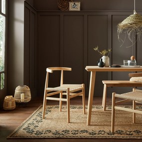 Flair Rugs, Kusový koberec Printed Jute Maisie Natural/Black, 200x290, béžová, chodba / predsieň