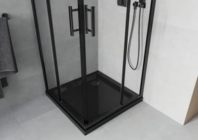Mexen Rio štvorcový sprchovací kút 90 x 90 cm, transparentný, čierny + plochá vanička, čierna - 860-090-090-70-00-4070B