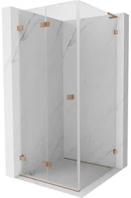 Mexen Lunar-F L, skladací sprchový kút ľavý 70 x 70 cm, 8mm číre sklo, profil medená matná, 836L-070-070-65-00-L