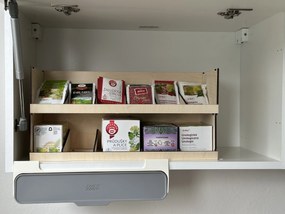Stohovateľný organizér na čajové vrecúška aj krabičky, 5 variabilných priehradiek VASKY Cenové rozpätie: cena za 1ks