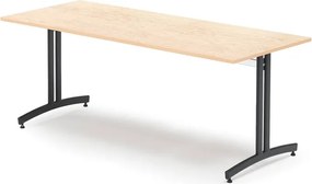 Jedálenský stôl, 1800x800 mm, béžové linoleum, čierna