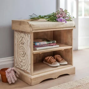 furniture-nabytek.cz - Drevený botník 90x60x40 z masívu mango