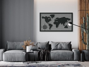 drevko Drevená mapa sveta na stenu Rozmer obrazu: 37,5 x 65 cm, Farba dekorácie: Čierna