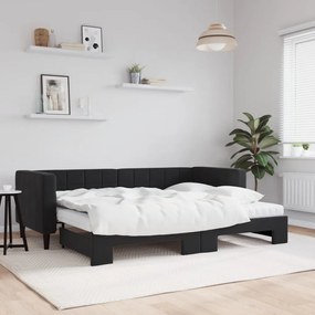 Rozkladacia denná posteľ s matracmi čierna 80x200 cm zamat 3196712