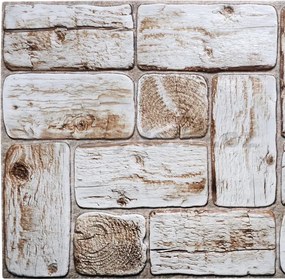 Obkladové panely 3D PVC TP10017657, cena za kus, rozmer 960 x 479 mm, borovicové kláty bielené, GRACE