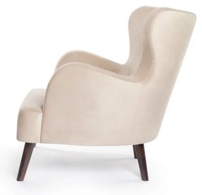 Béžové zamatové kreslo ušiak Noemye – Bonami Selection