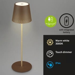 Brilo - LED stolná nabíjateľná dotyková lampa KIKI LED/2,6W/5V IP44 2600 mAh hnedá
