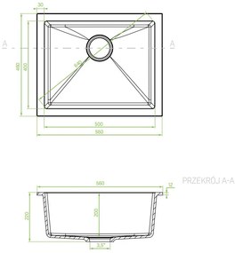 Laveo Ibiza, 1-komorový granitový drez 560x460x220 mm, béžová, LAV-SBI_410U