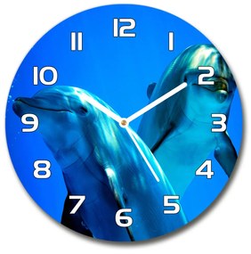Sklenené hodiny okrúhle Dva delfíny pl_zso_30_f_16277956