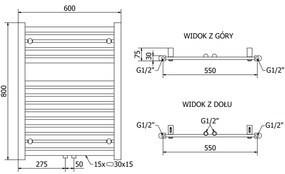 Mexen Hades, vykurovacie teleso 800 x 600 mm, 447 W, biela, W104-0800-600-00-20