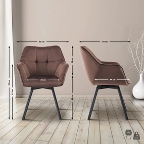 Jedálenská stolička Jordi zamat - hnedá