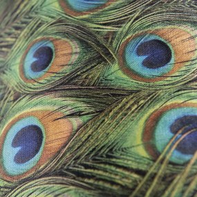 Zamatový tienidlo s motívom páva 35/35/20 so zlatým vnútrom