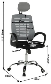 Kancelárske kreslo, sivá/čierna, ELMAS