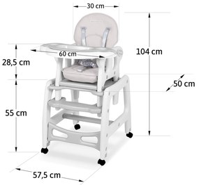 Ricokids Detská jedálenská stolička 5v1 Sinco sivá