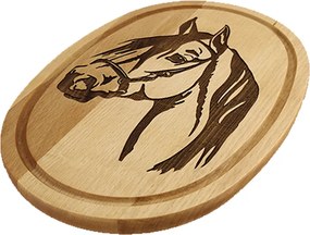 AMADEA Drevená servírovacia doska - podnos oválne kôň, masívne drevo, 30 cm