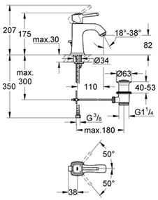 GROHE Grandera - Páková umývadlová batéria, veľkosť M, chróm/zlato 23303IG0