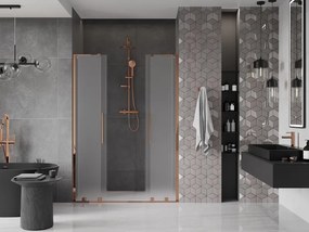 Mexen Velar L Duo, posuvné sprchové dvere do otvoru 160 cm, 8mm sklo námraza, ružové zlato, 871-160-003-32-60
