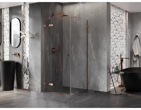 Mexen Lunar T, sklápací sprchový kút ľavý 120 x 120 cm, 8mm číre sklo, profil ružové zlato, 834T-120-120-60-00-L