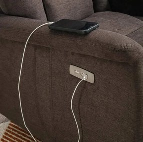 Kreslo s elektrickým ovládaním + USB konektorom, HARMO BROWN