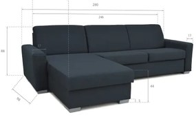 Rozkladacia rohová sedacia súprava LEKA lv. modrá s úložným priestorom, do L