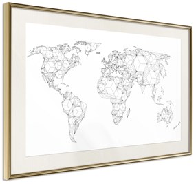 Artgeist Plagát - Geometric Map [Poster] Veľkosť: 45x30, Verzia: Zlatý rám