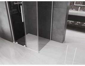 Mexen Velar L, sprchový kút s posuvnými dverami 110 x 80 cm, 8mm šedé sklo, biela matná, 871-110-080-43-20