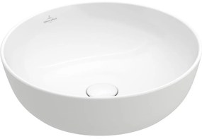 VILLEROY &amp; BOCH Artis okrúhle umývadlo na dosku bez otvoru, bez prepadu, priemer 430 mm, biela alpská, s povrchom CeramicPlus, 417943R1