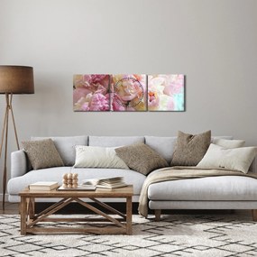 Obraz - Pivonky (s hodinami) (90x30 cm)