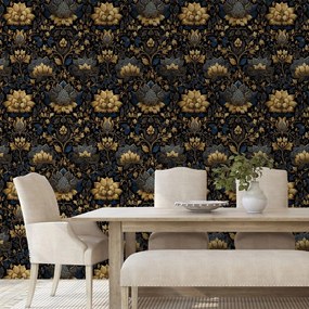 Fototapeta zlaté kvety na tmavom pozadí