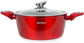 MEGAKOMBO Multifunkčný kuchynský robot BestBerg BBR-1900R + 15dielna sada riadu s mramorovým povrchom BestBerg BBN-1015R / červená