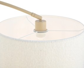 Moderná oblúková lampa béžová s teddy tienidlom - Vinossa